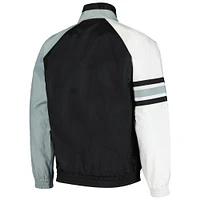 Men's Starter Black/White Chicago White Sox Elite Raglan Half-Zip Jacket