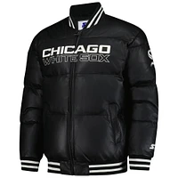 Men's Starter Black Chicago White Sox Full-Zip Leather Jacket