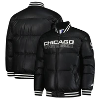 Veste en cuir entièrement zippée Starter Black Chicago White Sox pour homme