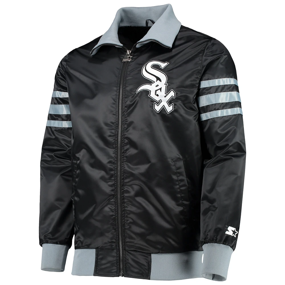 Men's Starter Black Chicago White Sox The Captain II Full-Zip Varsity Jacket