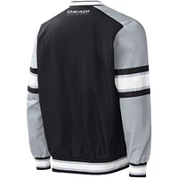 Men's Starter Black Chicago White Sox Yardline V-Neck Pullover Windbreaker