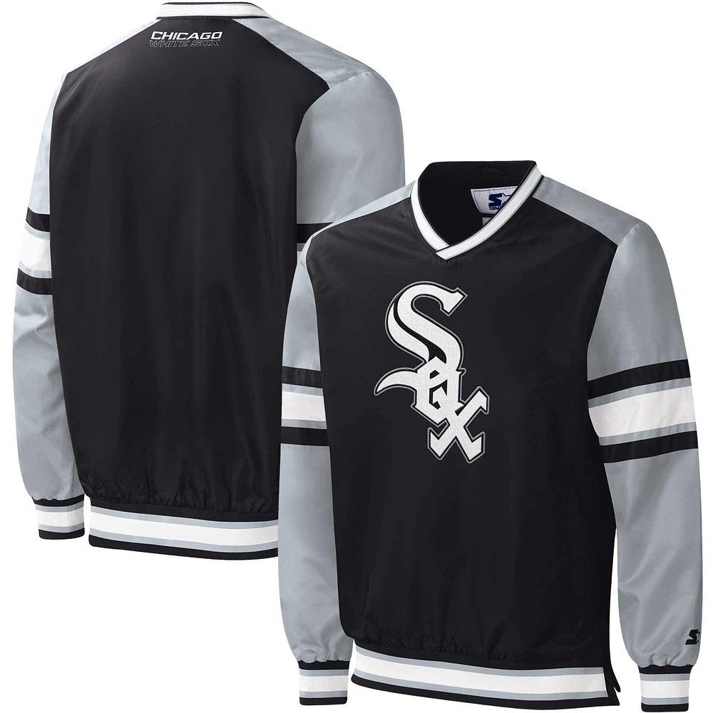 Coupe-vent à encolure en V Yardline Starter Black Chicago White Sox pour homme