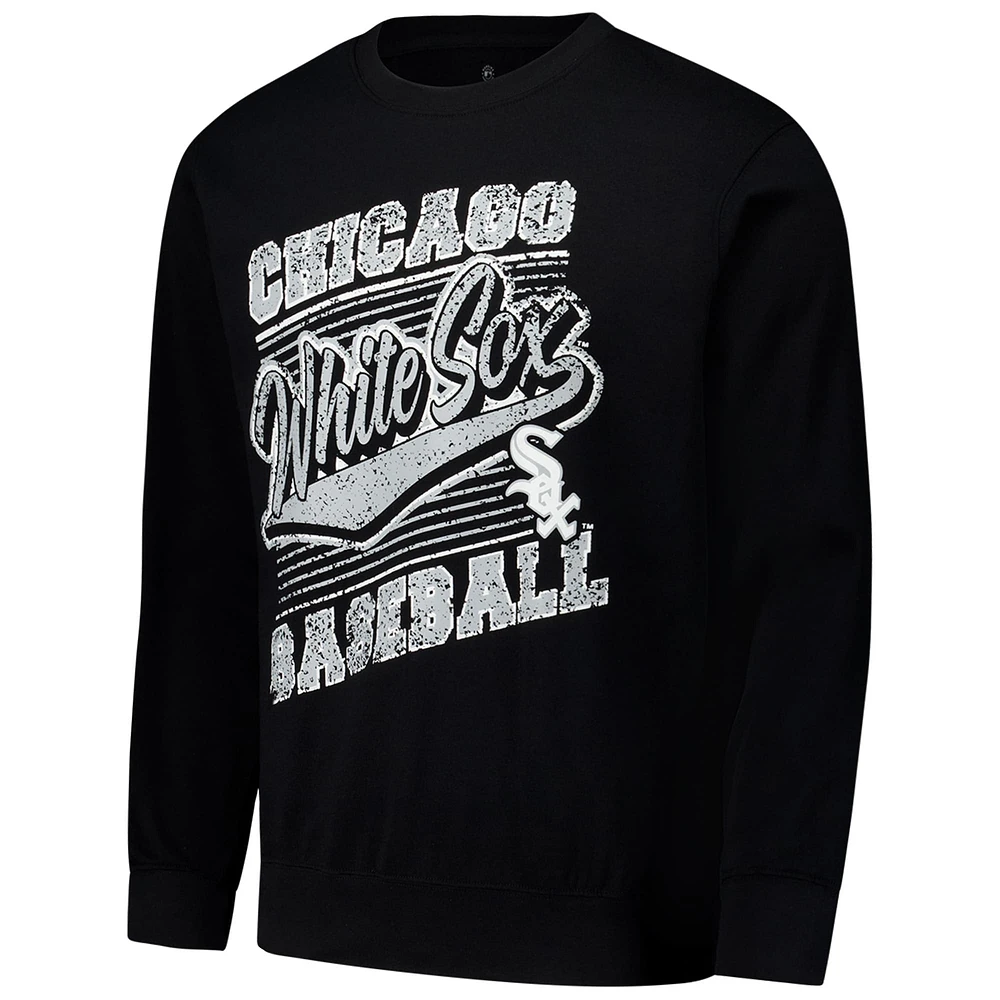 Men's Stitches Black Chicago White Sox Lightweight Crew Sweatshirt