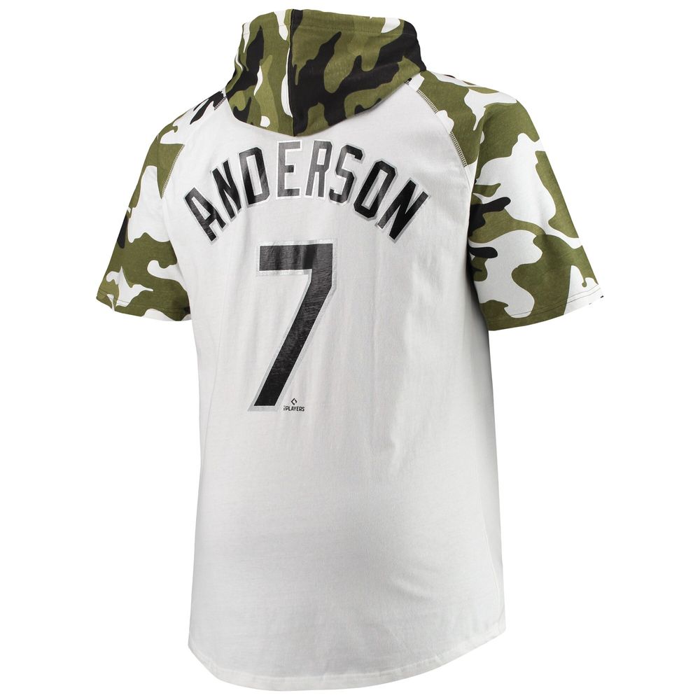 Men's Tim Anderson White/Camo Chicago White Sox Big & Tall Raglan Hoodie T-Shirt