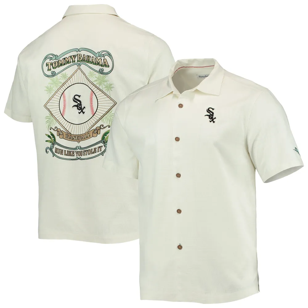 Men's Atlanta Braves Tommy Bahama White Baja Mar Short Sleeve Button-Up  Shirt