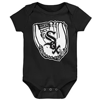 Newborn & Infant Heather Gray/Black/White Chicago White Sox Minor League Player Three-Pack Bodysuit Set