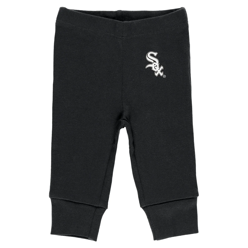 VÊTEMENTS pour nouveau-nés et nourrissons par Erin Andrews Ensemble trois pièces body pantalon Turn Me Around gris/blanc/noir des White Sox de Chicago