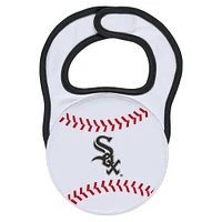 Newborn & Infant WEAR by Erin Andrews White Chicago Sox Sleep Play Full-Zip Footed Jumper with Bib