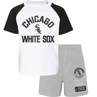 Preschool Chicago White Sox White/Heather Gray Groundout Baller Raglan T-Shirt & Shorts Set