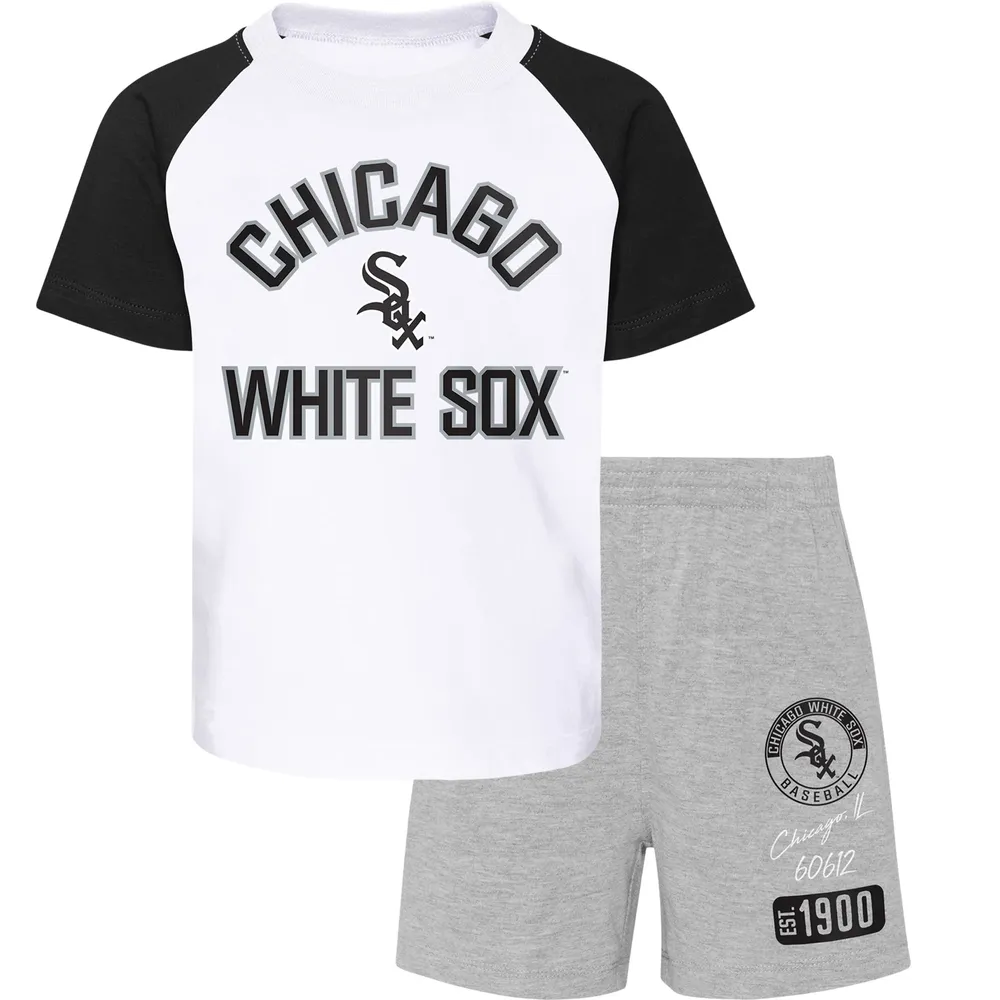 Preschool Chicago White Sox White/Heather Gray Groundout Baller Raglan T-Shirt & Shorts Set