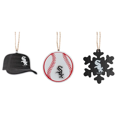 The Memory Company Chicago White Sox Lot de trois casquettes, baseball et décoration en forme de flocon de neige