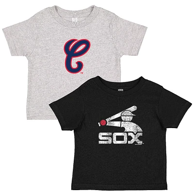 Ensemble de deux t-shirts pour tout-petits, doux comme un raisin, noir/gris chiné, collection Cooperstown des White Sox Chicago