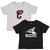 Ensemble de deux t-shirts pour tout-petits, doux comme un raisin, noir/gris chiné, collection Cooperstown des White Sox Chicago