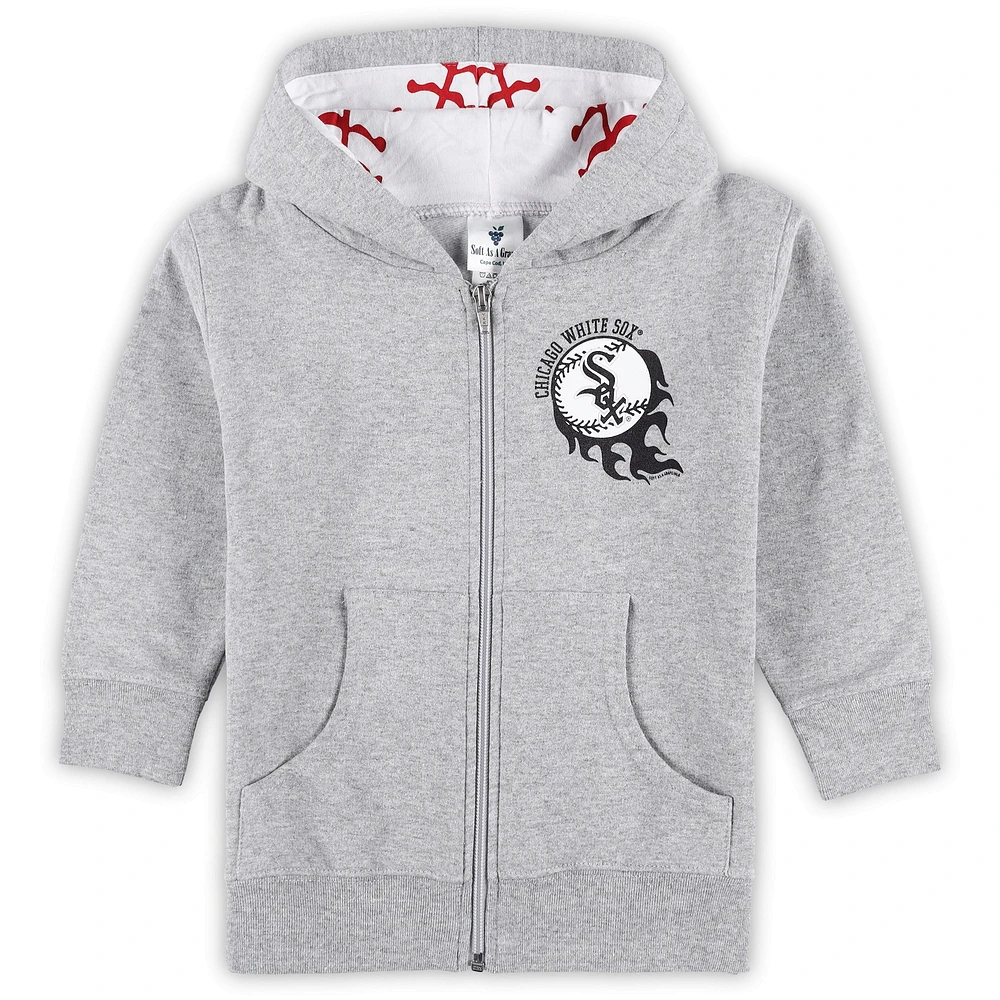 Toddler Soft as a Grape Heather Gray Chicago White Sox Baseball Full-Zip Hoodie Jacket