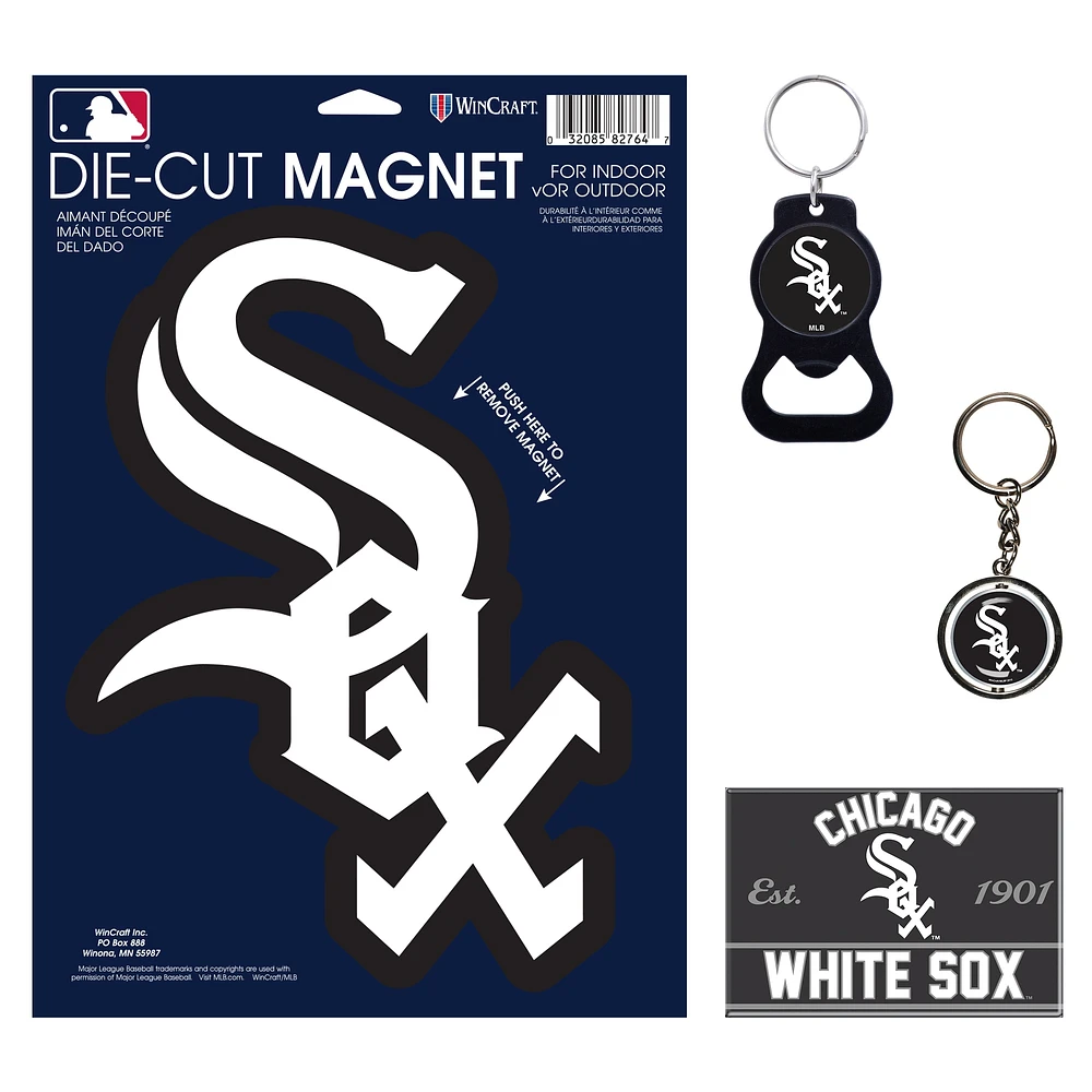 Lot de 4 porte-clés et aimants WinCraft Chicago White Sox