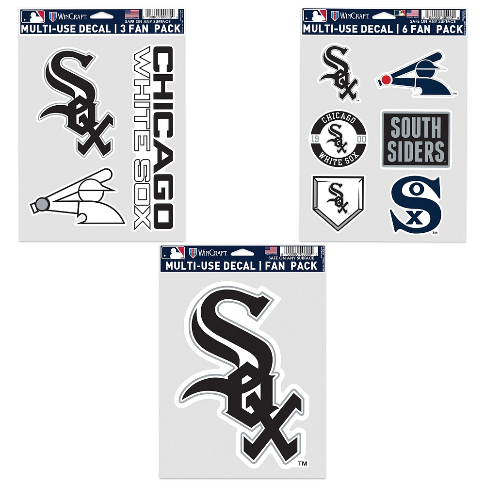 Lot de trois autocollants pour supporters des Chicago White Sox de WinCraft