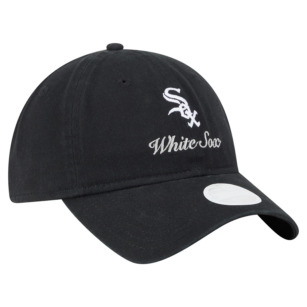 Women's New Era  Black Chicago White Sox Preppy Team 9TWENTY Adjustable Hat