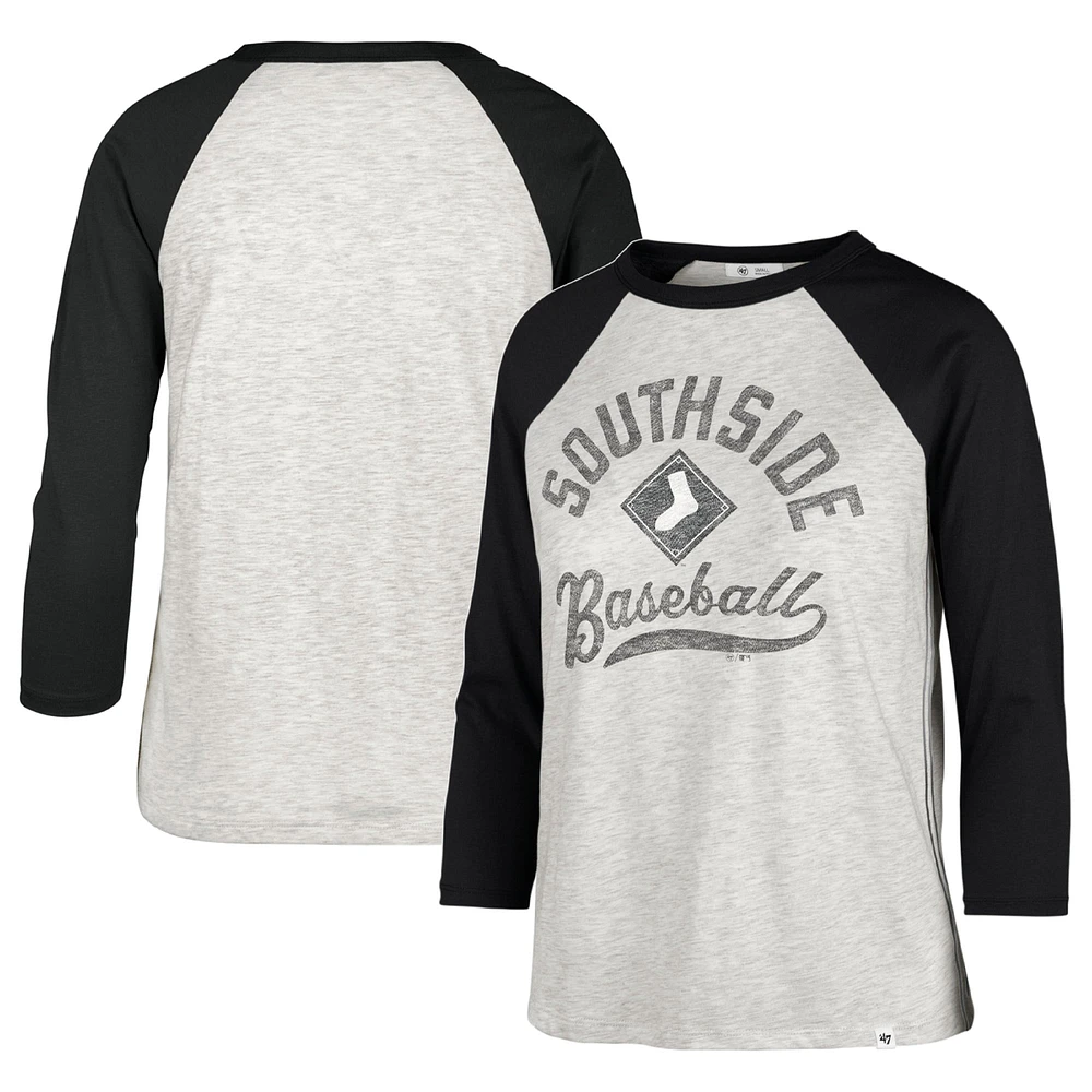 Women's '47 Gray Chicago White Sox City Connect Retro Daze Ava Raglan 3/4-Sleeve T-Shirt