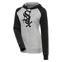 Women's Antigua  Heather Gray/Black Chicago White Sox Victory Raglan Sleeve Pullover Hoodie