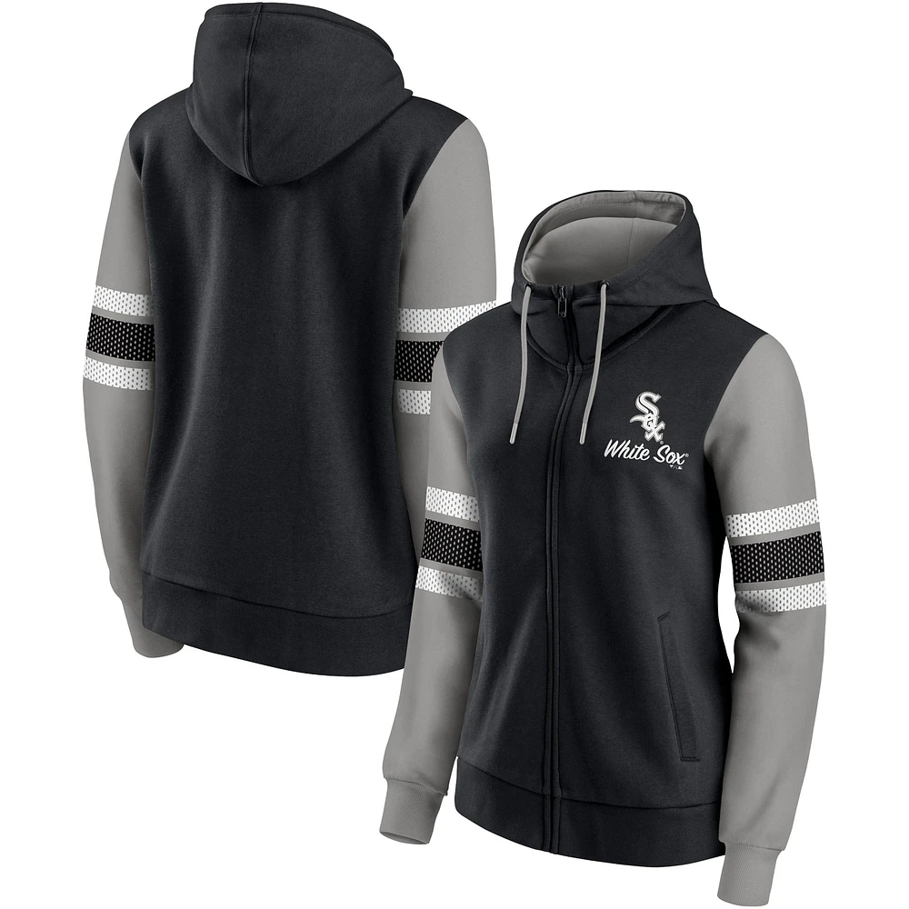 Women's Black/Gray Chicago White Sox Primary Script Full-Zip Hoodie