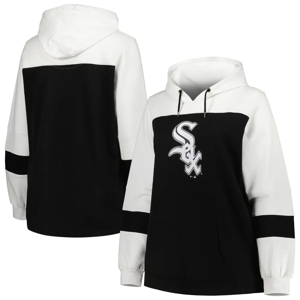 Sweat à capuche Black Chicago White Sox grande taille pour femme avec blocs de couleurs