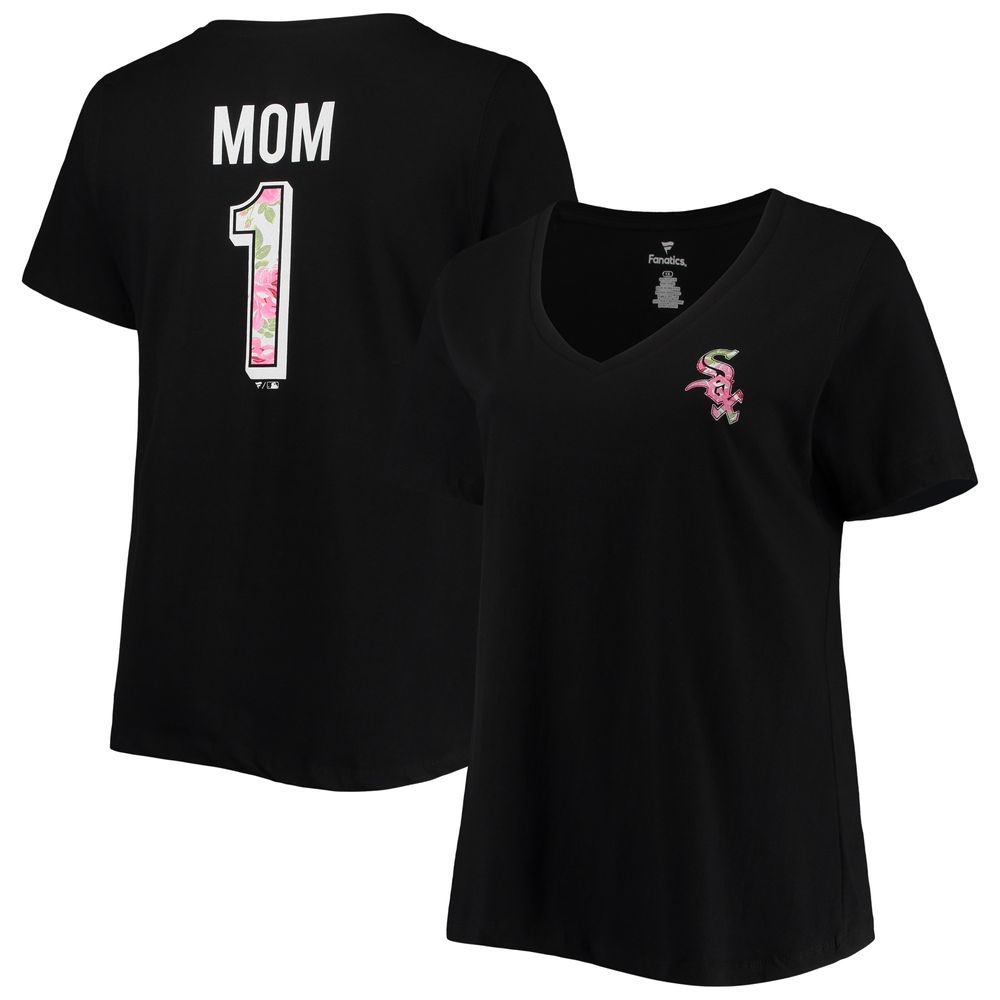 Women's Black Chicago White Sox Plus #1 Mom 2-Hit V-Neck T-Shirt