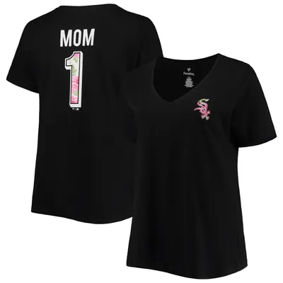 Chicago White Sox Women's Plus #1 Mom 2-Hit V-Neck T-Shirt - Black