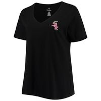 Women's Black Chicago White Sox Plus #1 Mom 2-Hit V-Neck T-Shirt