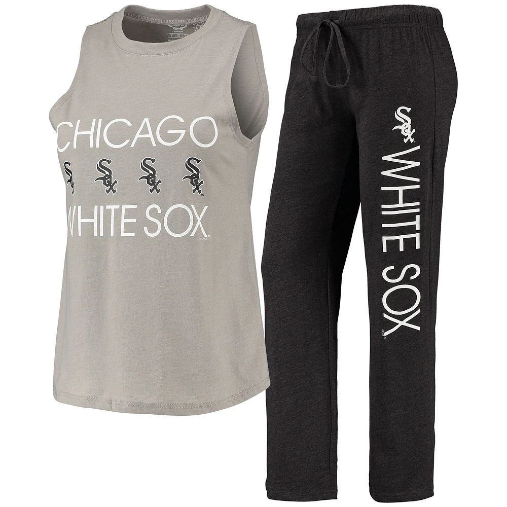 Concepts Sport Noir/Gris Chicago White Sox Meter Muscle Débardeur et pantalon Ensemble de nuit