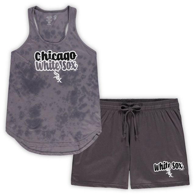 Concepts Sport Charcoal Chicago White Sox Ensemble de nuit avec débardeur et short Cloud pour femme