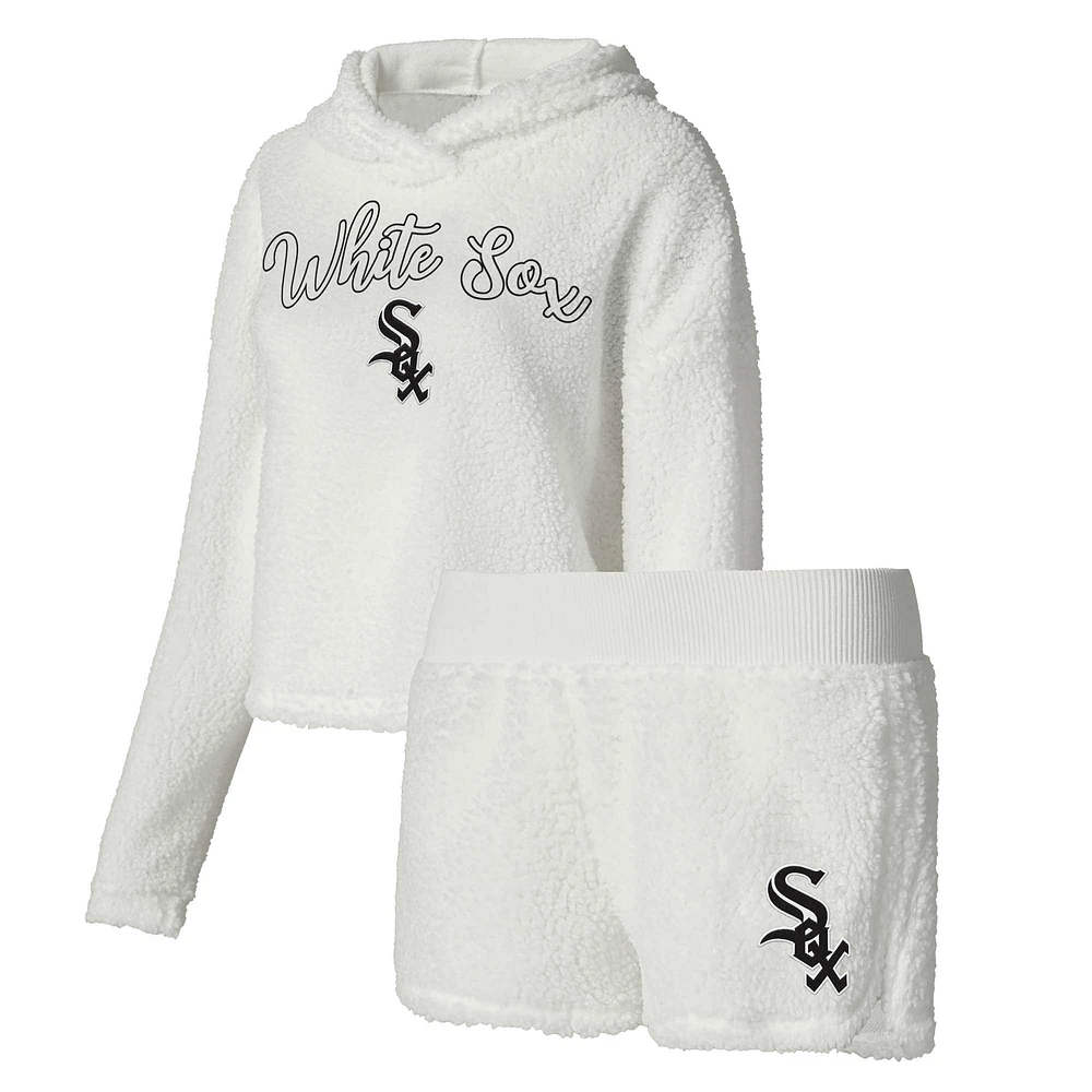 Ensemble de nuit Concepts Sport Cream Chicago White Sox pour femmes, haut à capuche et short moelleux