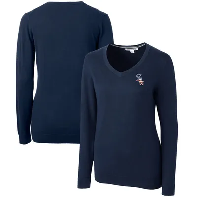 Chicago White Sox Cutter & Buck Women's Americana Logo Lakemont Tri-Blend V-Neck Pullover Sweater - Navy