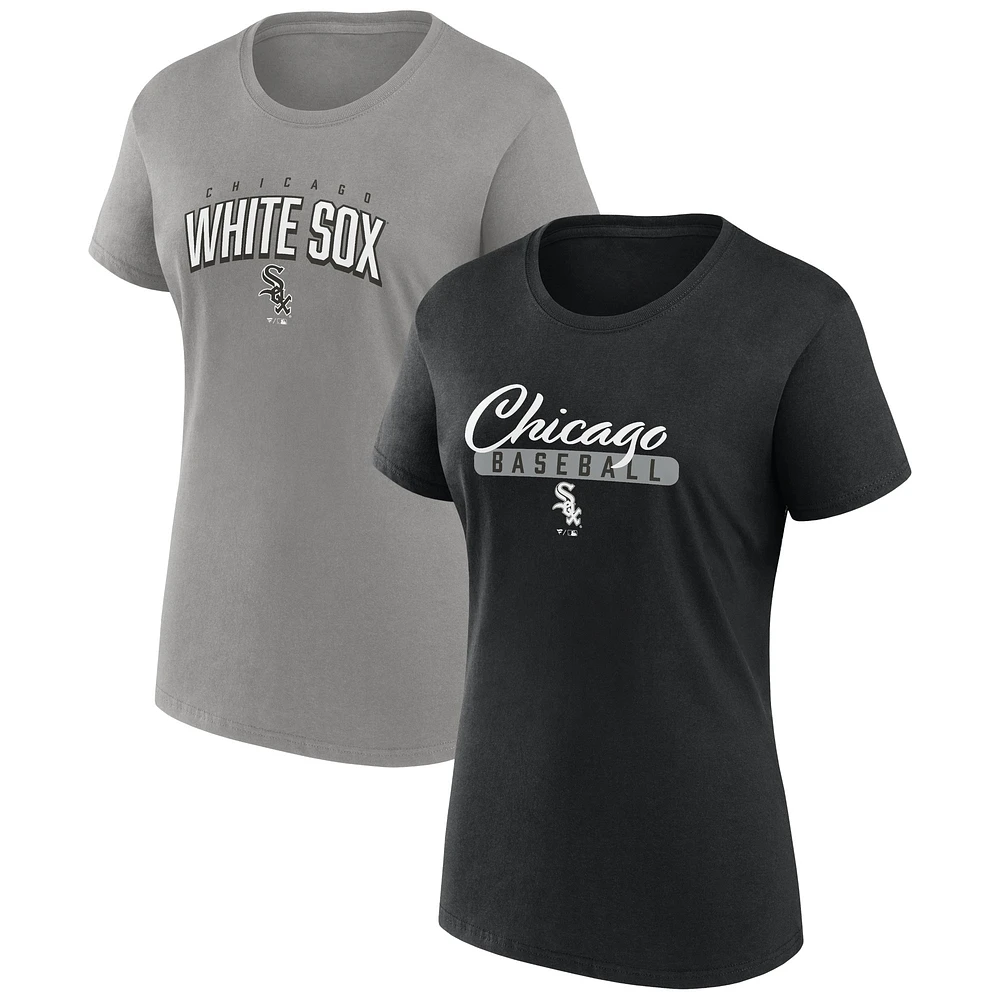 Ensemble combiné de t-shirts fan des White Sox Chicago Fanatics pour femmes, noir/gris