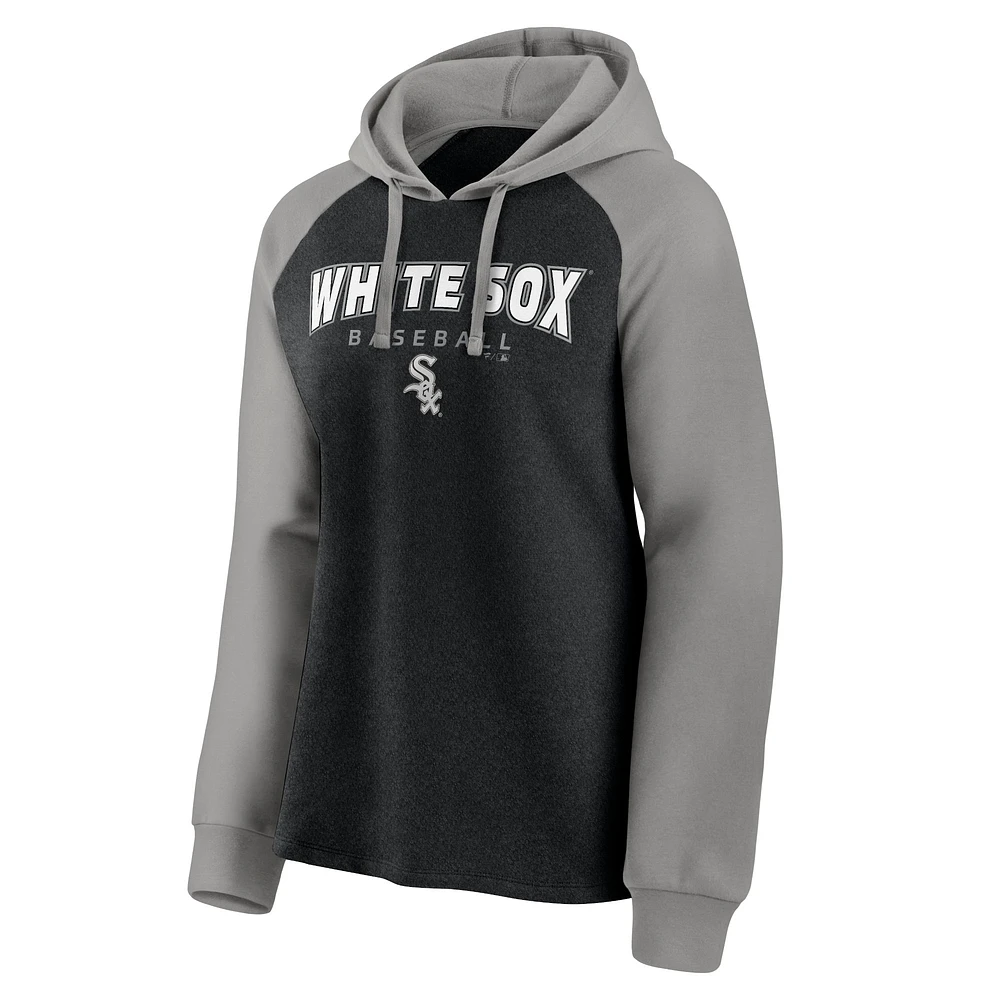 Women's Fanatics Black/Gray Chicago White Sox Recharged Raglan Pullover Hoodie