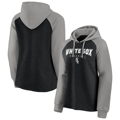 Women's Fanatics Black/Gray Chicago White Sox Recharged Raglan Pullover Hoodie