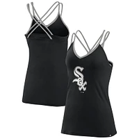 Women's Fanatics Black Chicago White Sox Barrel It Up Cross Back V-Neck Tank Top