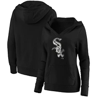 Sweat à capuche noir Fanatics pour femmes des White Sox de Chicago Core Team Crossover col en V