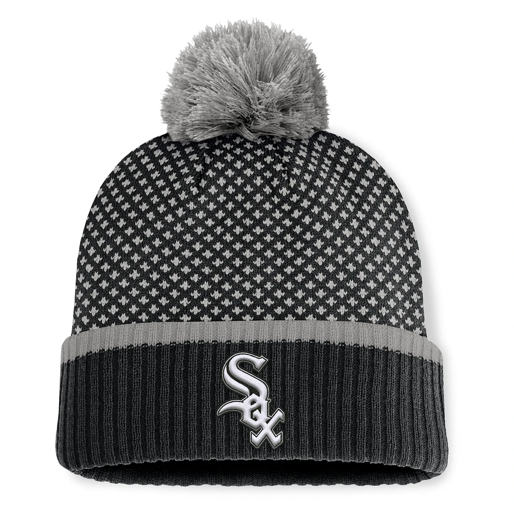 Bonnet en tricot à revers et pompon Fundamental Jacquard Chicago White Sox Fanatics pour femme