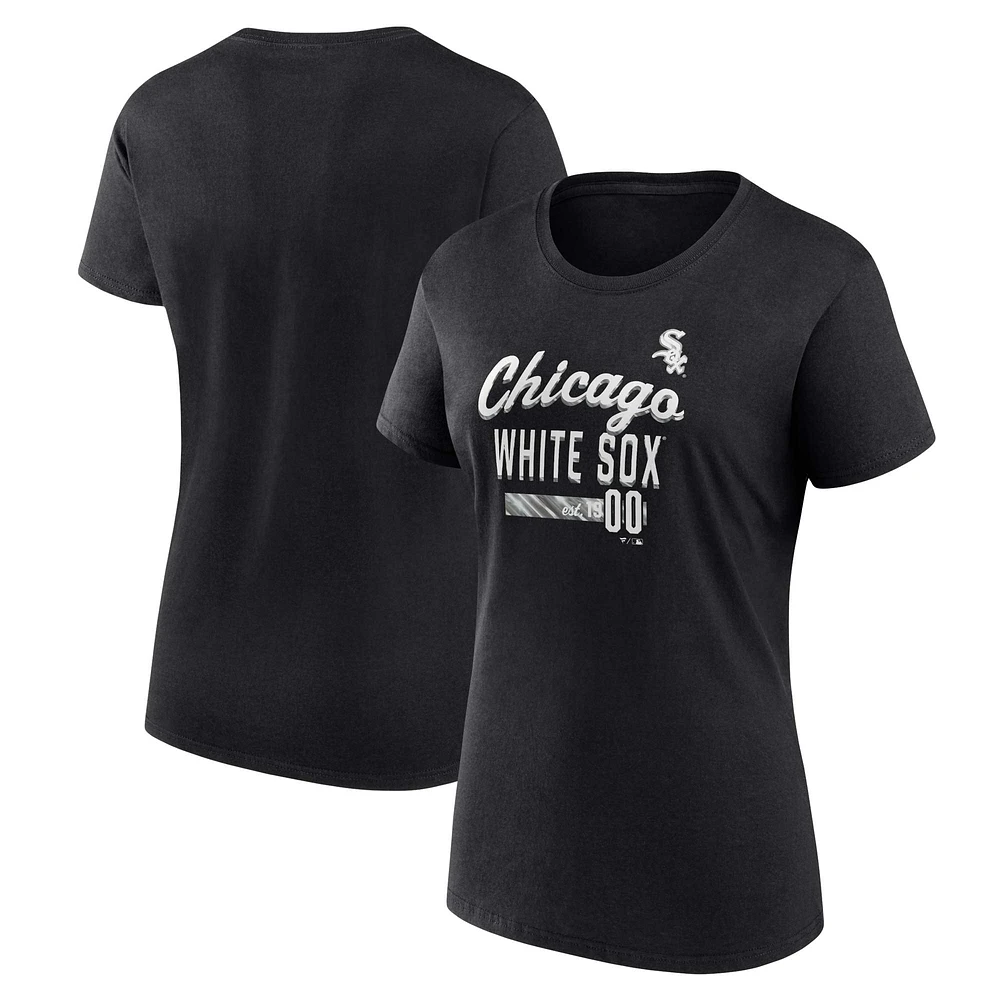 T-shirt ajusté avec logo Fanatics Black Chicago White Sox pour femmes