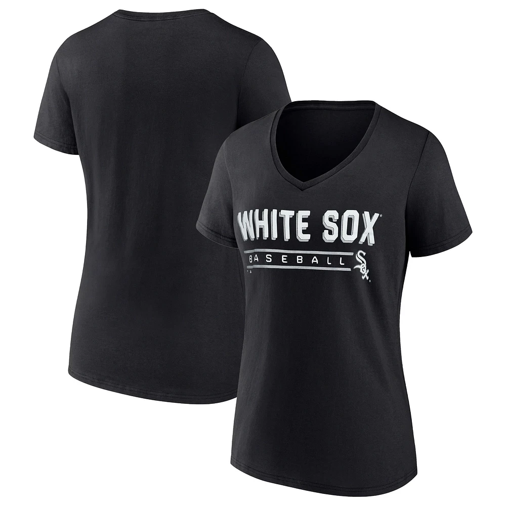 Women's Fanatics Black Chicago White Sox One & Only V-Neck T-Shirt