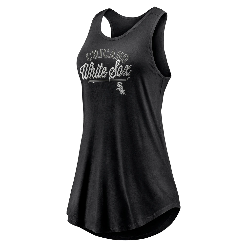 Débardeur noir Fanatics pour femmes Chicago White Sox Simplicity Swing Racerback Scoop Neck