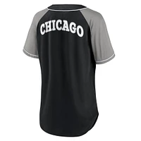 Women's Fanatics Black Chicago White Sox Ultimate Style Raglan V-Neck T-Shirt