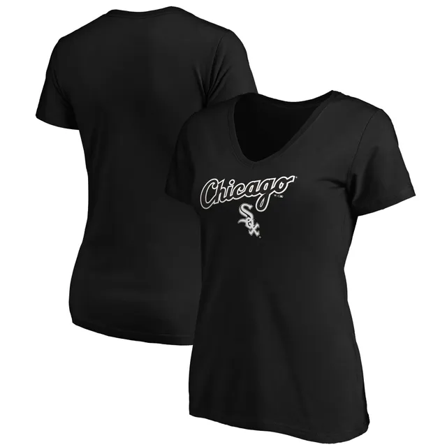 Women's Fanatics Branded Black Miami Marlins Victory Script V-Neck Long  Sleeve T-Shirt