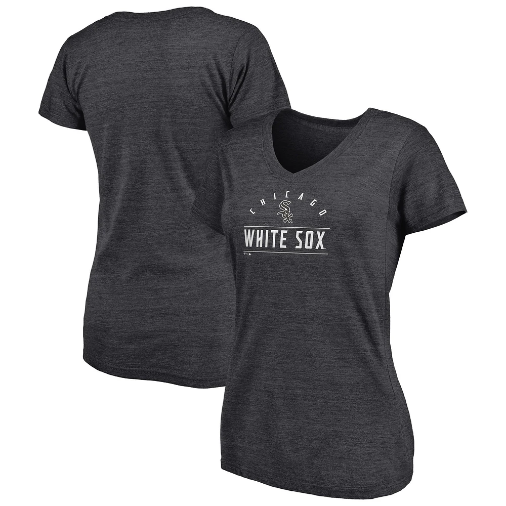 Women's Fanatics Heather Charcoal Chicago White Sox League Leader V-Neck T-Shirt