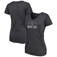 T-shirt à col en V Fanatics Heather Charcoal pour femmes, leader de la ligue des White Sox Chicago