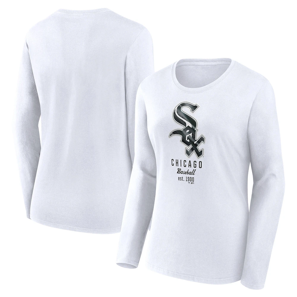 Women's Fanatics  White Chicago Sox Lightweight Fitted Long Sleeve T-Shirt