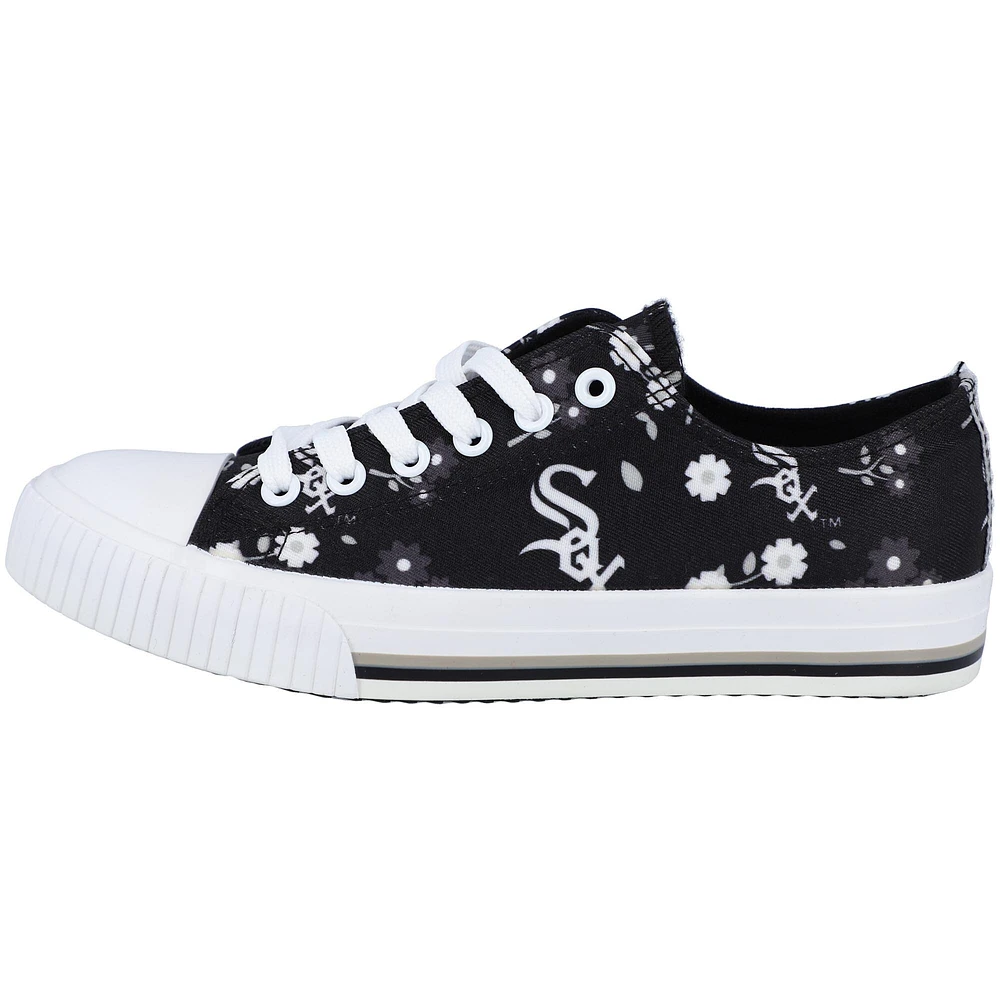 Women's FOCO Black Chicago White Sox Flower Canvas Allover Shoes