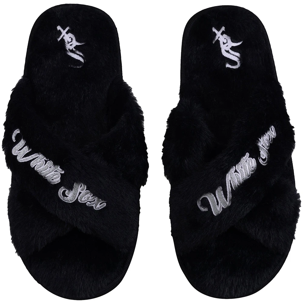 Chaussons FOCO Chicago White Sox Script Cross Slide pour femme