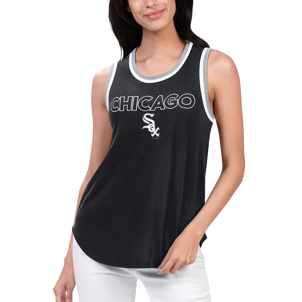 Débardeur stratégique G-III 4Her par Carl Banks pour femmes, noir, Chicago White Sox