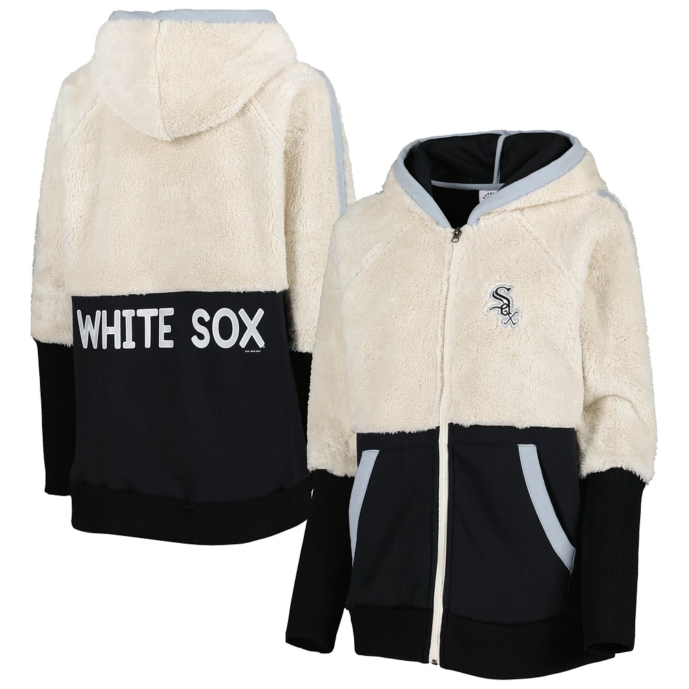 Sweat à capuche Raglan pour femme G-III 4Her by Carl Banks Oatmeal/Black Chicago White Sox Shuffle It